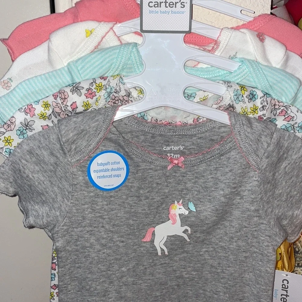 Carter’s Baby Girl 5-Piece Heart Original Bodysuits‎